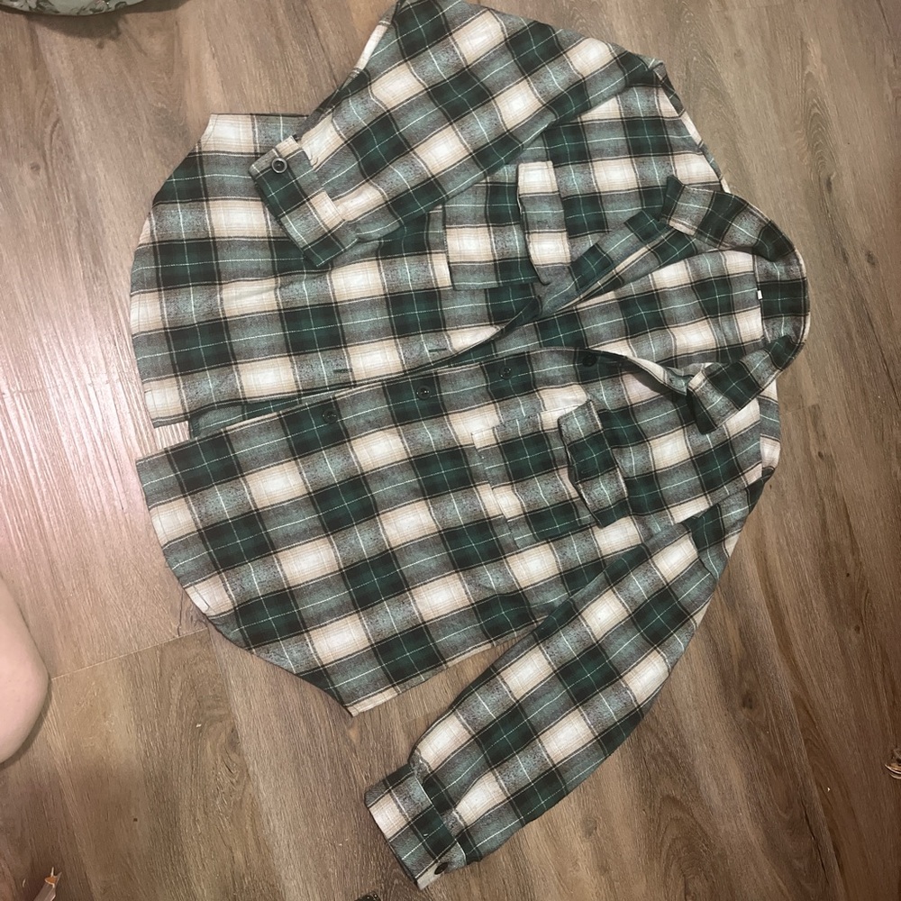 Green and White Plaid Shirt